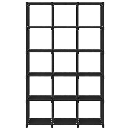 reol med 15 rum 103x30x175,5 cm stof sort