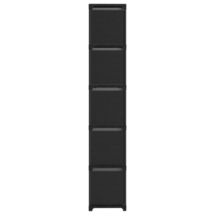 reol med 15 rum og kasser 103x30x175,5 cm stof sort