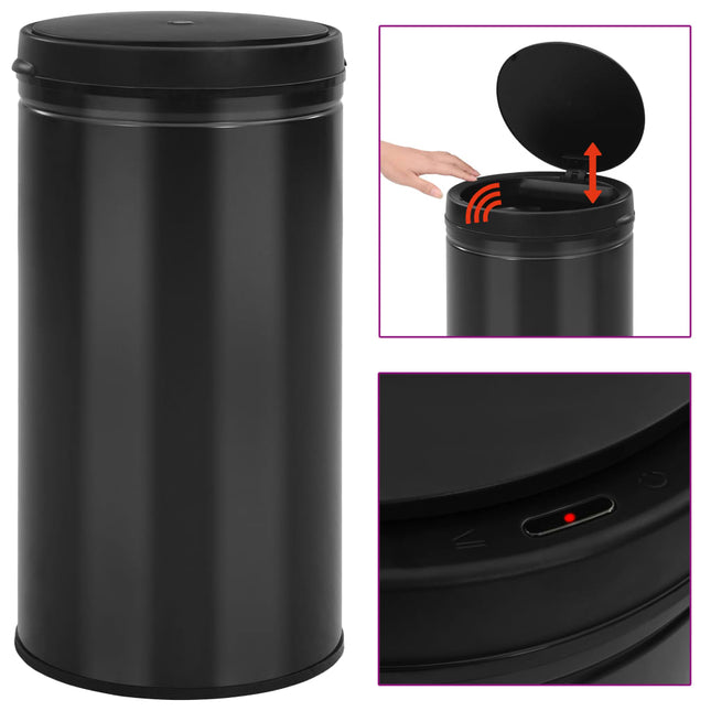 affaldsspand med sensor 60 l kulstofstål sort