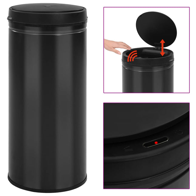 affaldsspand med sensor 80 l kulstofstål sort