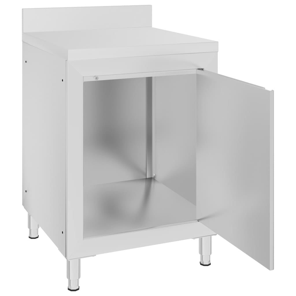 kommercielt køkkenbord med skab 60x60x96 cm rustfrit stål