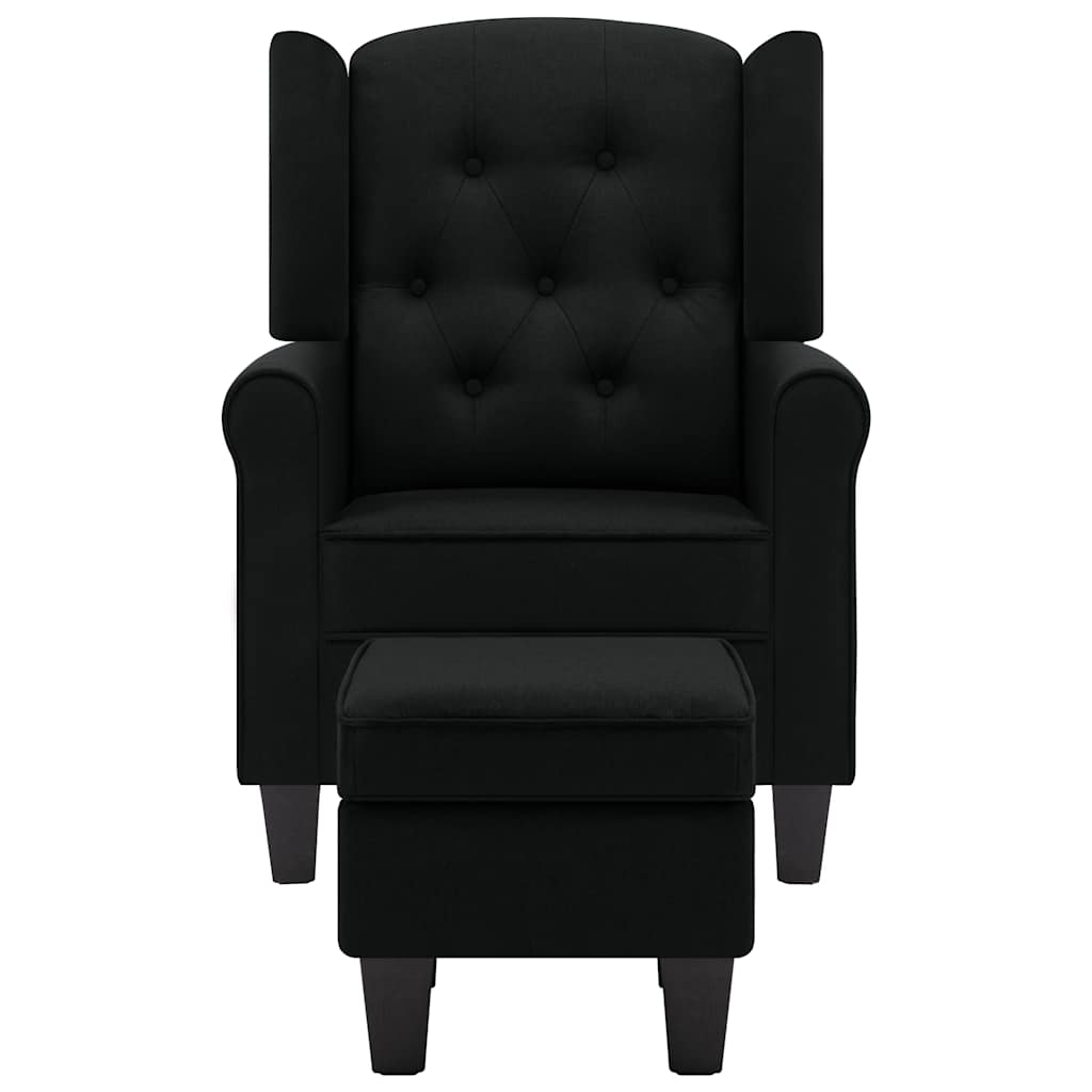 lænestol med fodskammel stof sort