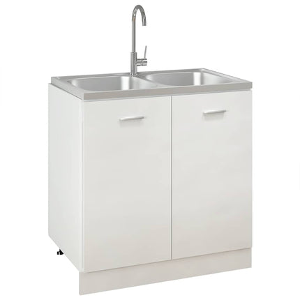 køkkenvask med 2 bassiner 800x500x155 mm rustfrit stål sølv