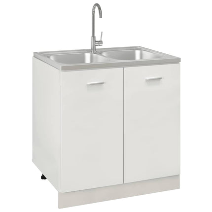køkkenvask med 2 bassiner 800x600x155 mm rustfrit stål sølv