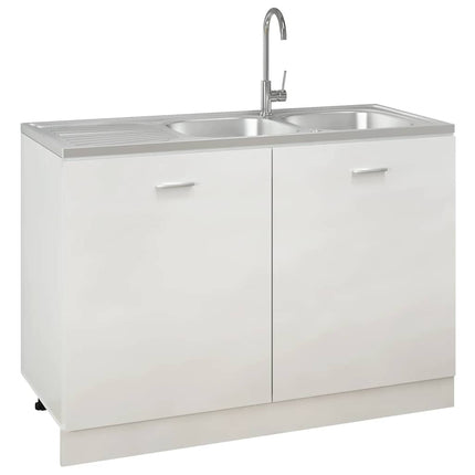 køkkenvask med 2 bassiner 1200x500x155 mm rustfrit stål sølv