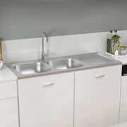 køkkenvask med 2 bassiner 1200x500x155 mm rustfrit stål sølv