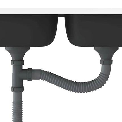 køkkenvask med 2 bassiner 1200x600x155 mm rustfrit stål sølv