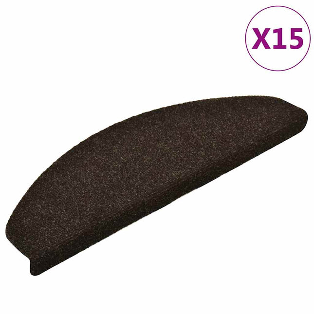 trappemåtter selvklæbende 15 stk. 65x21x4 cm mørkebrune halvrunde store