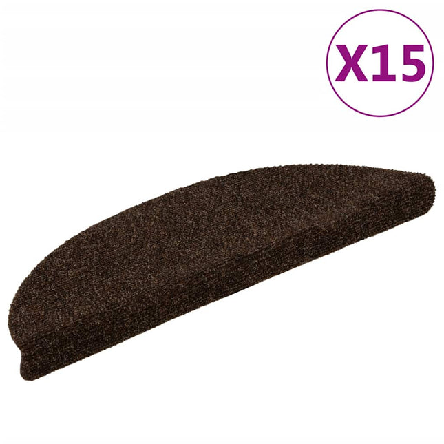 trappemåtter selvklæbende 15 stk. 56x17x3 cm brune halvrunde