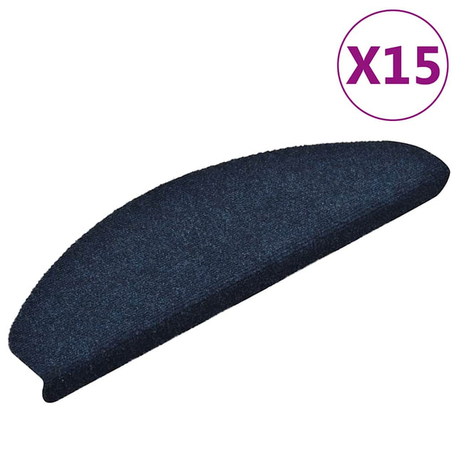 trappemåtter selvklæbende 15 stk. 65x21x4 cm marineblå halvrund store