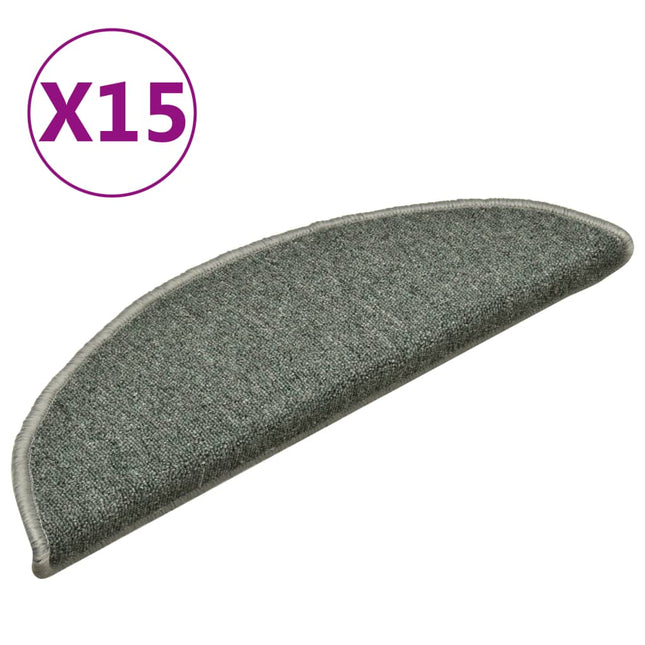 trappemåtter 15 stk. 56x17x3 cm mørkegrønne halvrunde