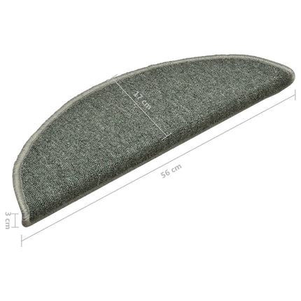 trappemåtter 15 stk. 56x17x3 cm mørkegrønne halvrunde