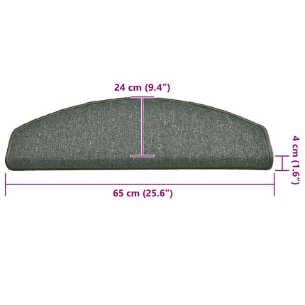 trappemåtter 15 stk. 65x24x4 cm mørkegrønne halvrunde store