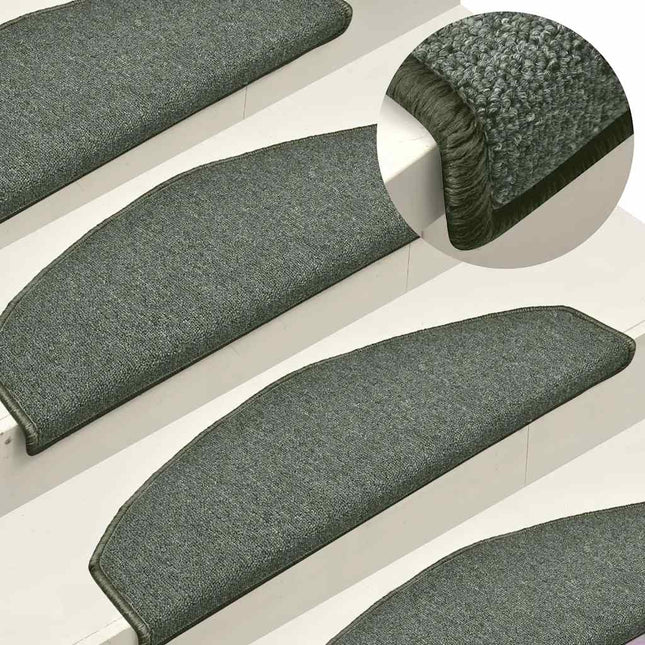 trappemåtter 15 stk. 65x24x4 cm mørkegrønne halvrunde store