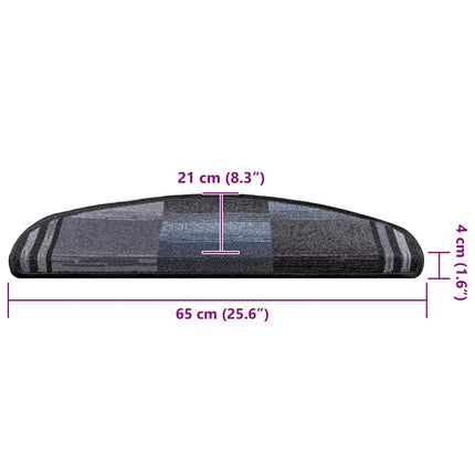selvklæbende trappemåtter 15 stk. 65x21x4 cm sort og grå