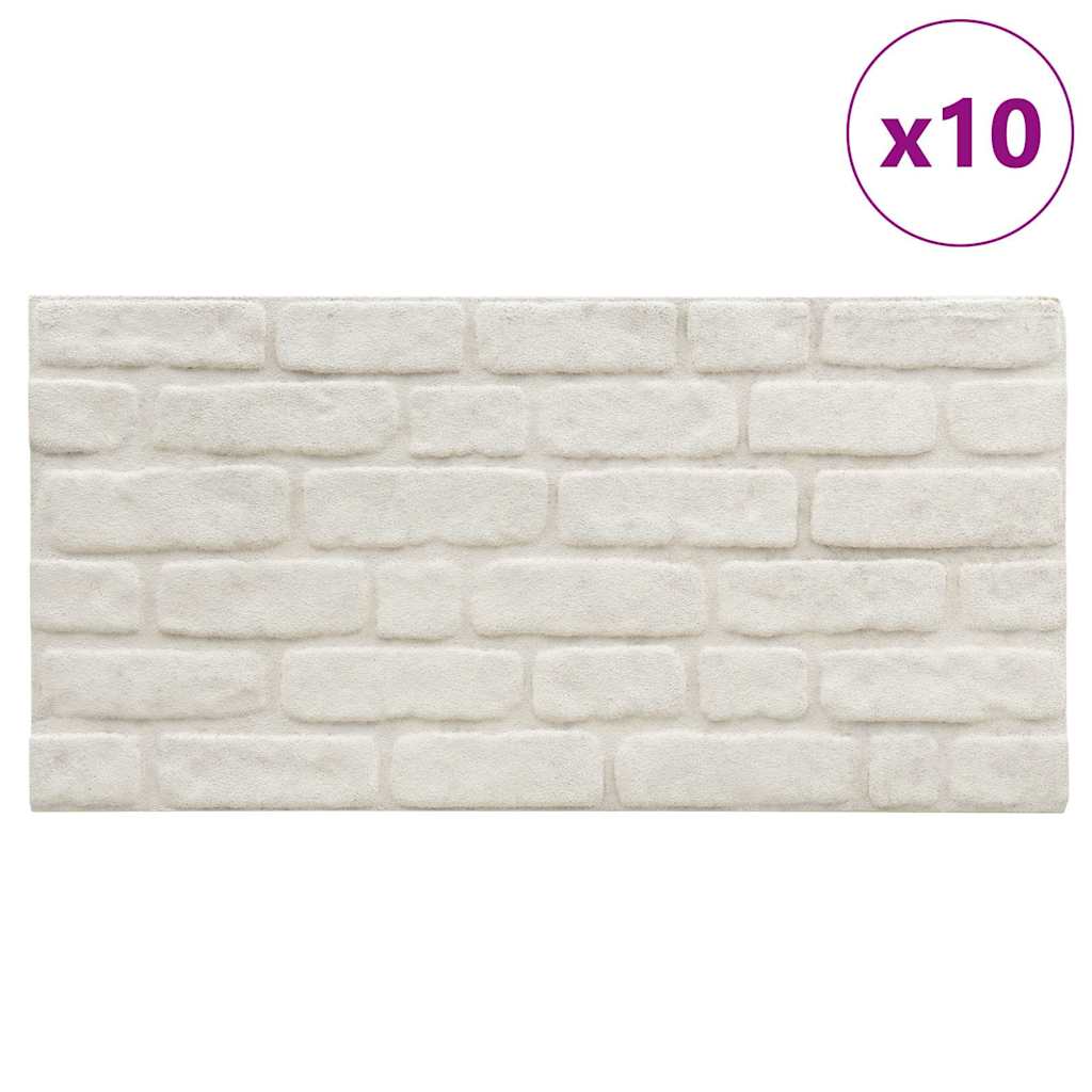 3D-vægpaneler 10 stk. EPS murstensdesign hvid