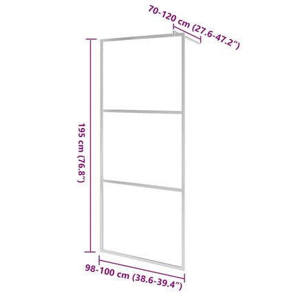 brusevæg med klart ESG-glas 100x195 cm