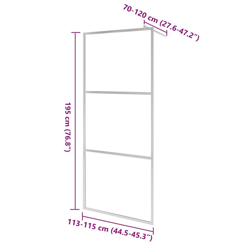 brusevæg med klart ESG-glas 115x195 cm