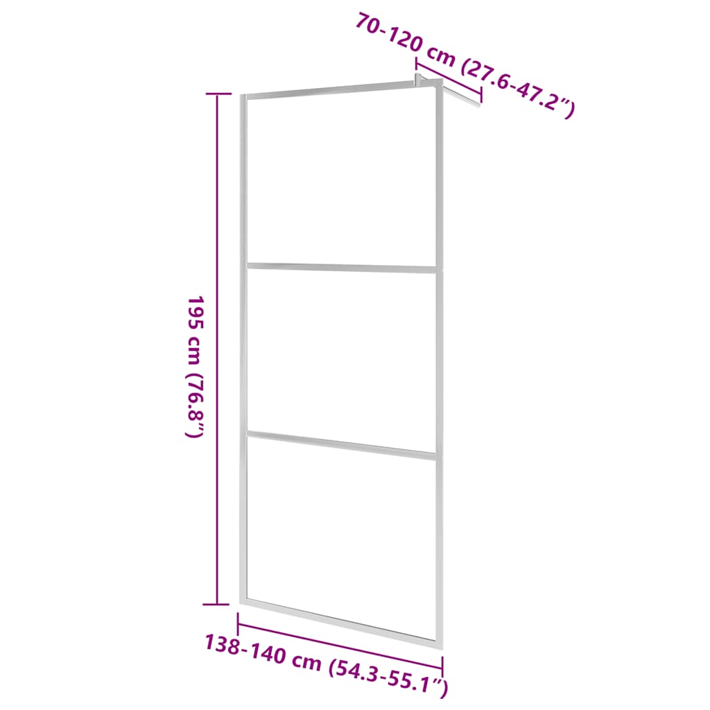 brusevæg med klart ESG-glas 140x195 cm