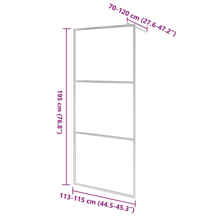 brusevæg med halvt matteret ESG-glas 115x195 cm