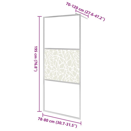 brusevæg ESG-glas med stendesign 80x195 cm