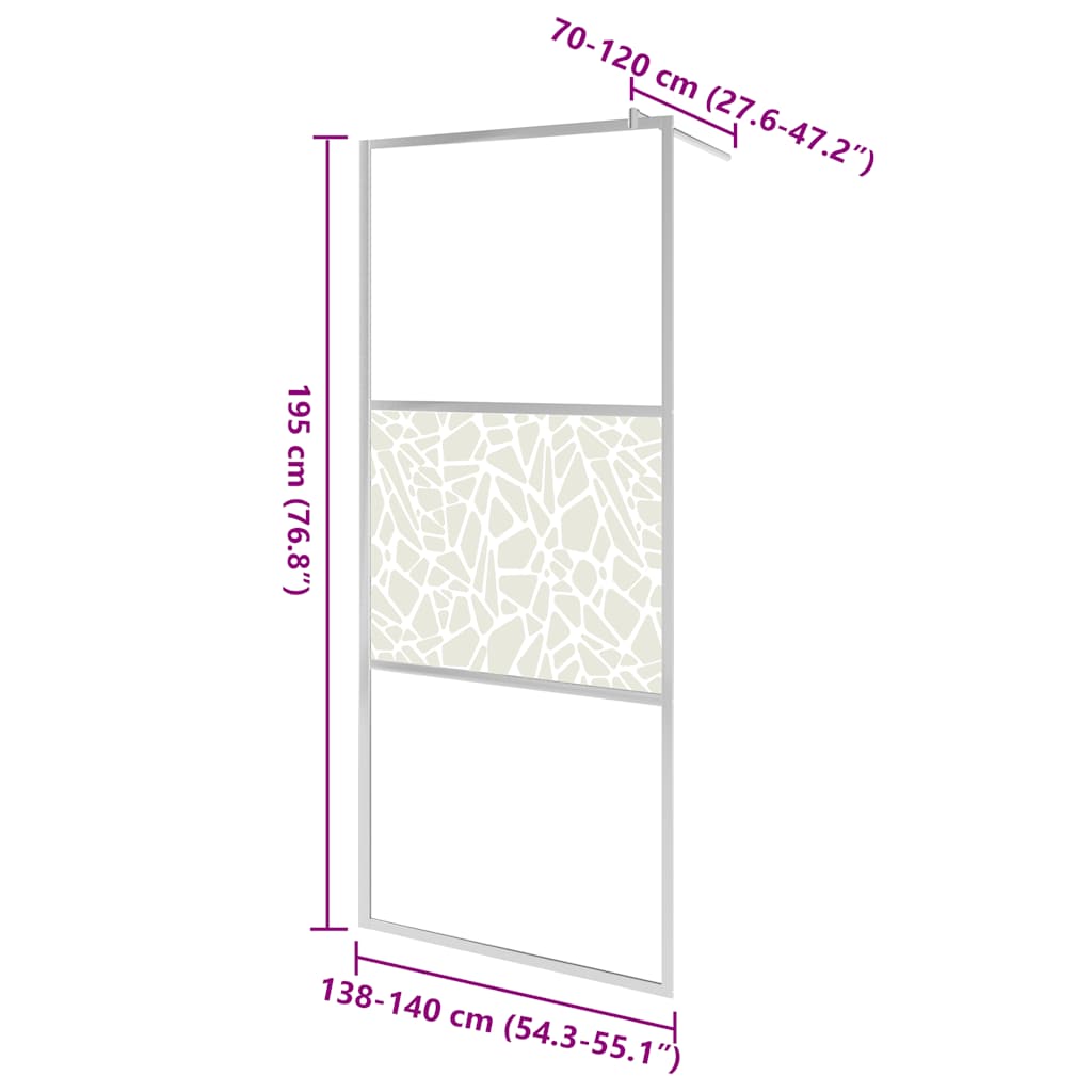 brusevæg ESG-glas med stendesign 140x195 cm