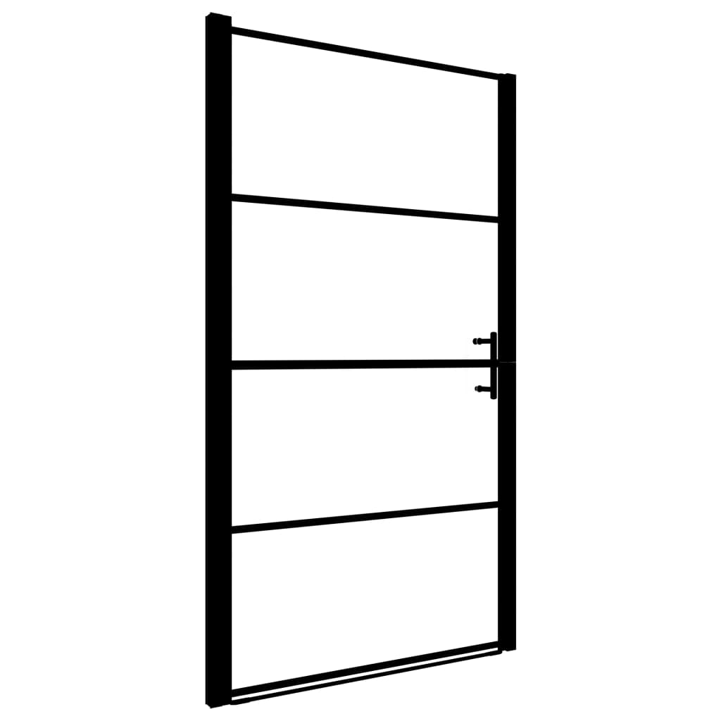 brusedør 91x195 cm matteret hærdet glas sort
