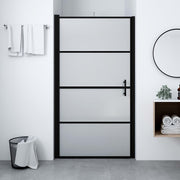 brusedør 91x195 cm matteret hærdet glas sort