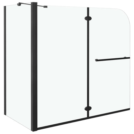 foldbar brusevæg 120x68x130 cm sikkerhedsglas sort