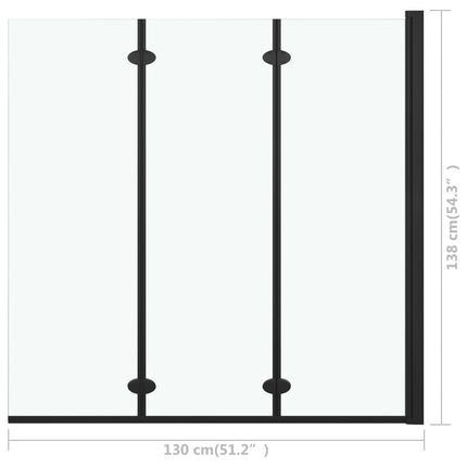 foldbar brusekabine 3 paneler ESG 130x138 cm sort