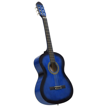klassisk guitar med taske for begyndere 4/4 39" blå