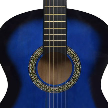 klassisk guitar med taske for begyndere 4/4 39" blå