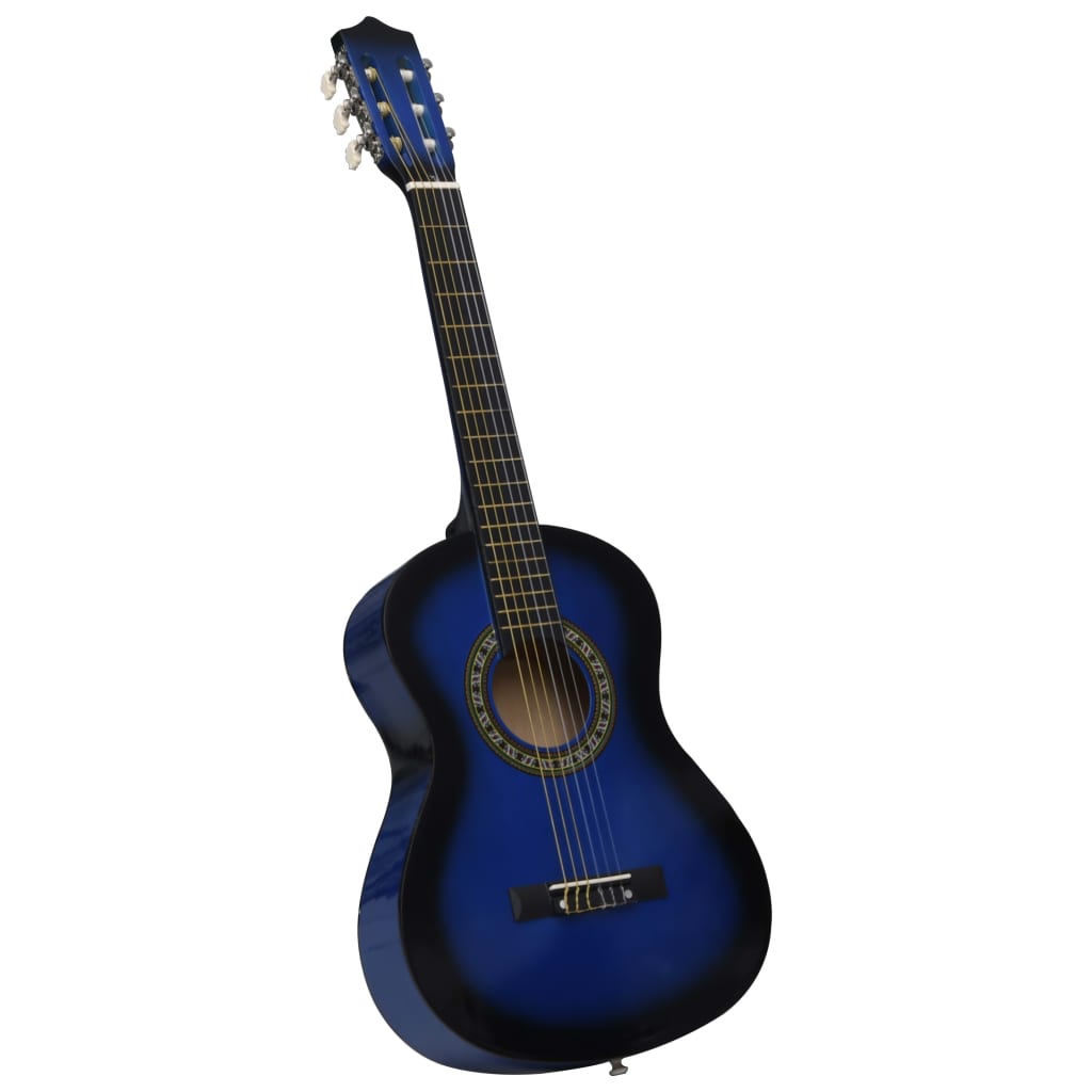 klassisk guitar med taske for begyndere og børn 1/2 34" blå