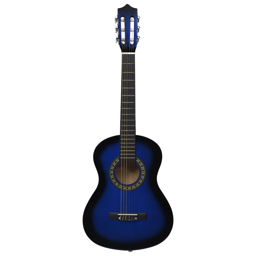 klassisk guitar med taske for begyndere og børn 1/2 34" blå