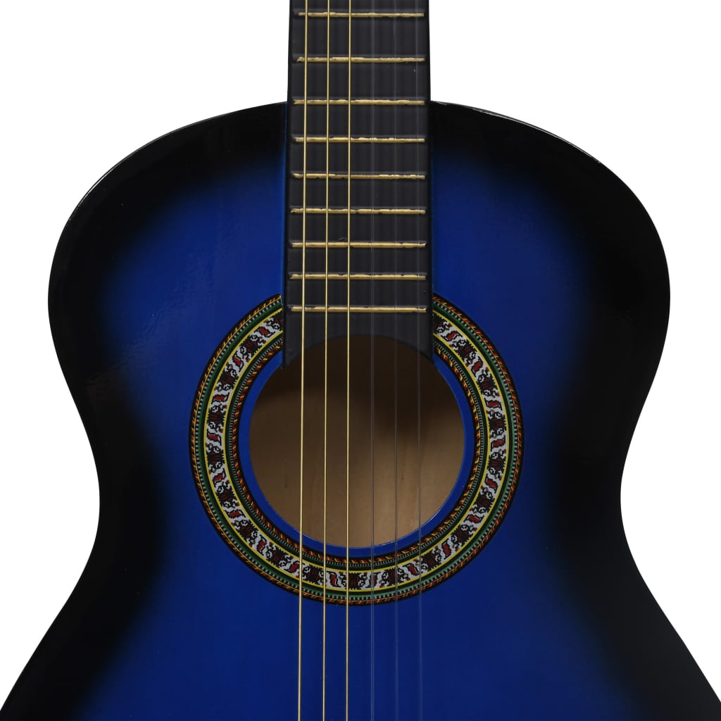 klassisk guitar med taske for begyndere og børn 1/2 34" blå