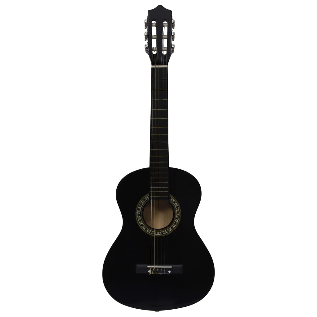 klassisk guitar med taske for begyndere og børn 1/2 34" sort