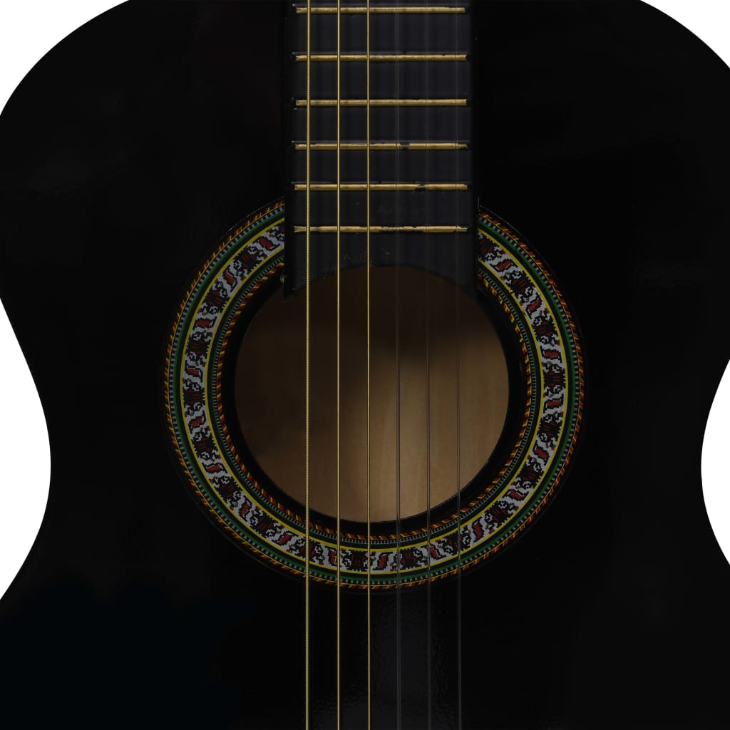 klassisk guitar med taske for begyndere og børn 1/2 34" sort