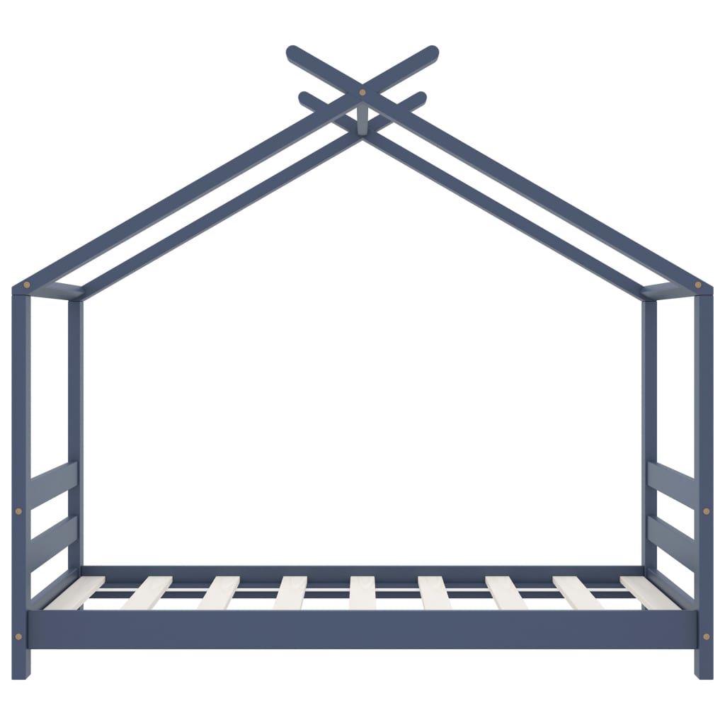 sengestel til børneseng 70x140 cm massivt fyrretræ grå