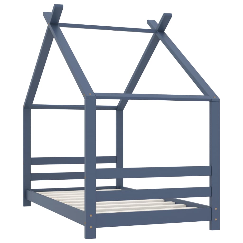 sengestel til børneseng 80x160 cm massivt fyrretræ grå