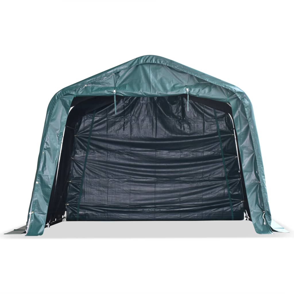 flytteligt læskur til husdyr PVC 550 g/m² 3,3x3,2 m mørkegrøn
