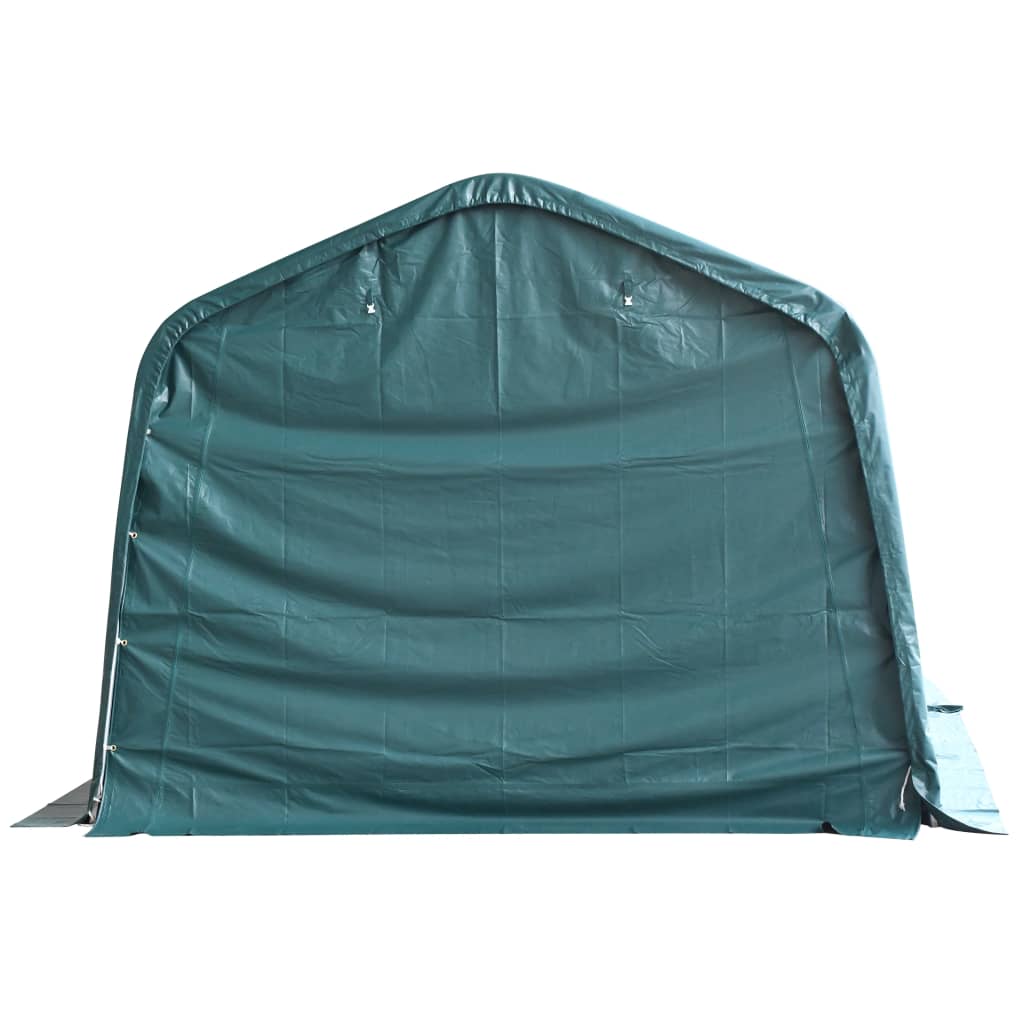 flytteligt læskur til husdyr PVC 550 g/m² 3,3x3,2 m mørkegrøn