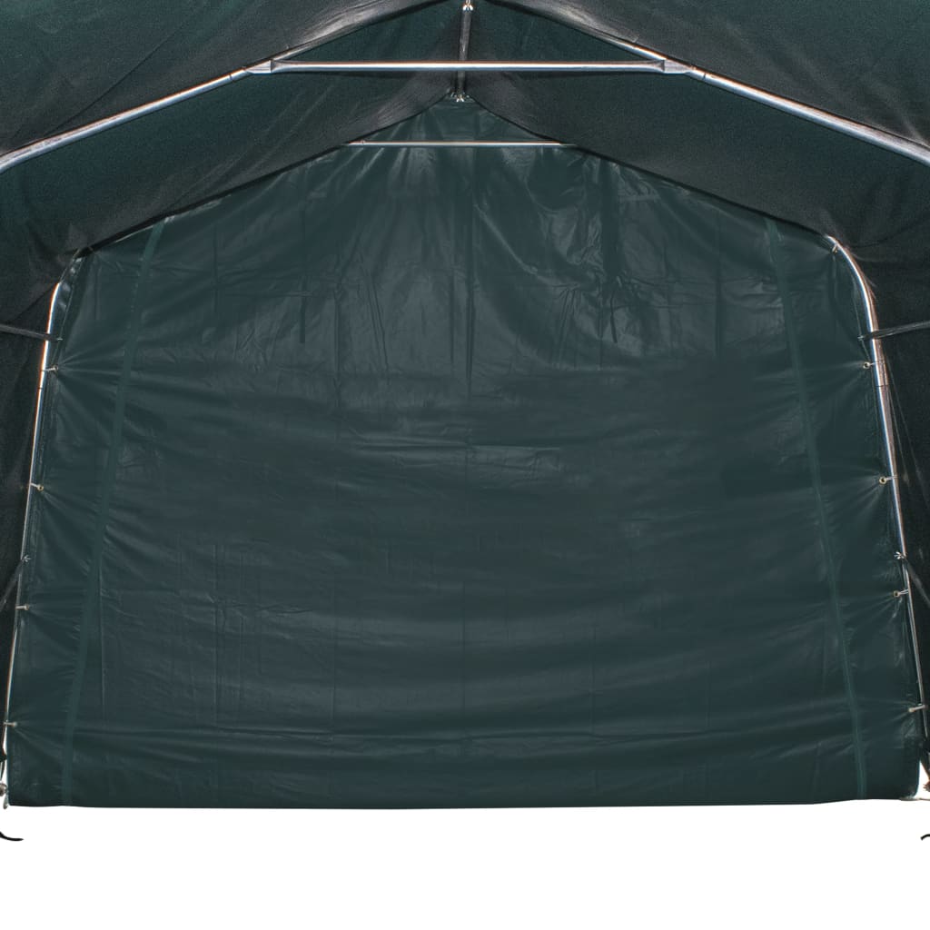 flytteligt læskur til husdyr PVC 550 g/m² 3,3x3,2 m mørkegrøn