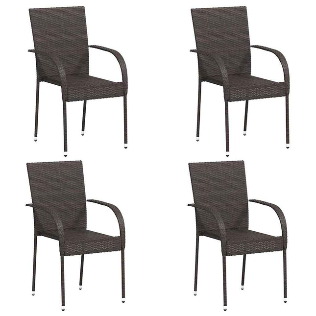 stabelbare havestole 4 stk. polyrattan brun