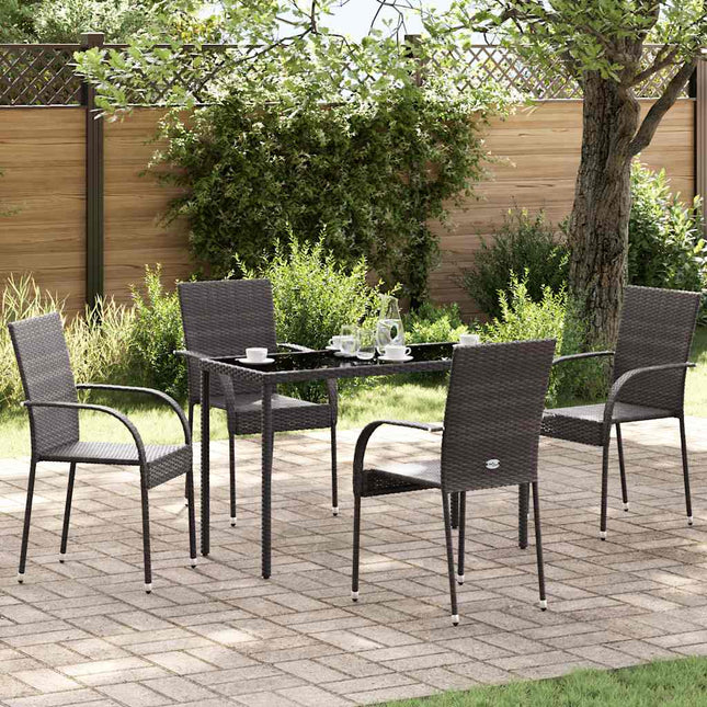 stabelbare havestole 4 stk. polyrattan brun