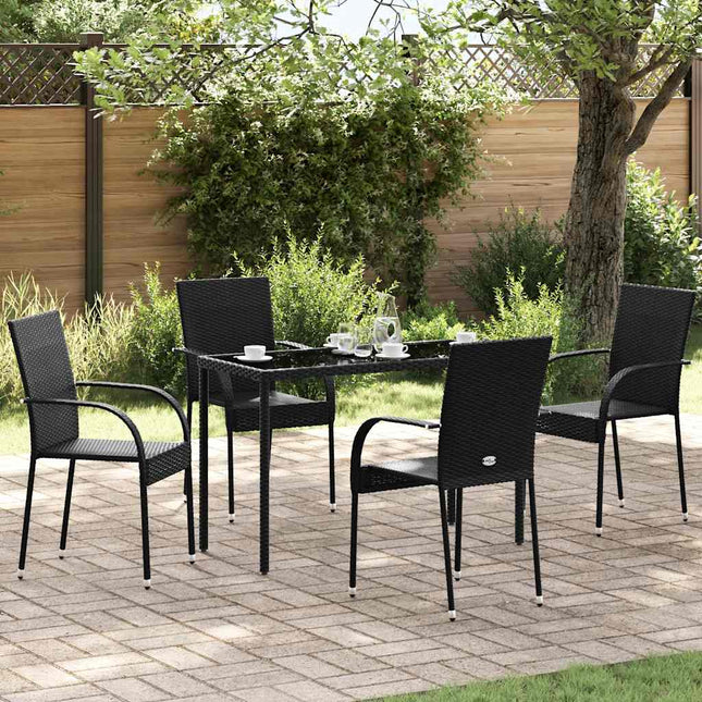havestole 4 stk. stabelbare polyrattan sort