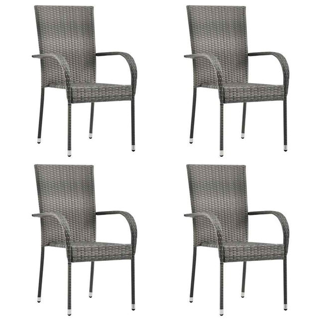 havestole 4 stk. stabelbare polyrattan grå