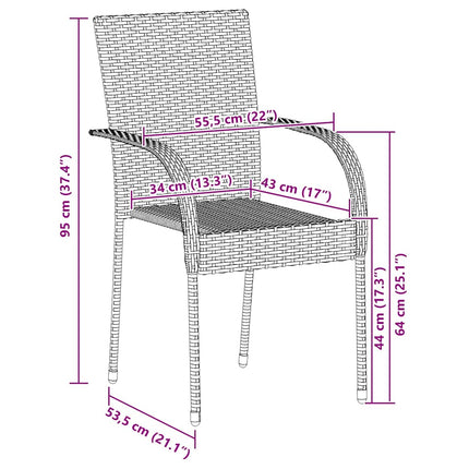 havestole 4 stk. stabelbare polyrattan grå