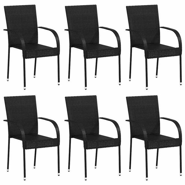 havestole 6 stk. stabelbare polyrattan sort