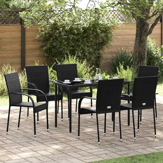 havestole 6 stk. stabelbare polyrattan sort