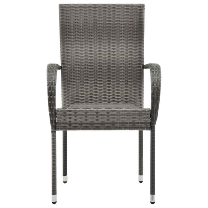 havestole 6 stk. stabelbare polyrattan grå